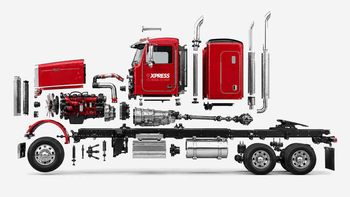 Heavy-duty truck assembling itself part by part